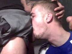 Intense gay gang bang party with hardcore action