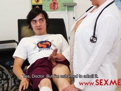Horny blonde MILF doctor seduces young patient and gets a hot load