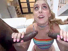 黒人, 大学生, カワイイ, グループ, 小柄, ピグテール, ストッキング, ティーン