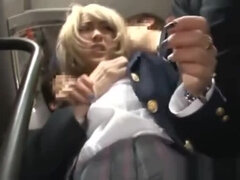 Japanese blonde AIKA groped in a public bus and abused in a public toilet