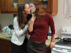High heel teens and face sitting in the kitchen. Made your day yet?