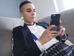 Djin from the bottle worships at his mistress's feet