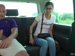 Big cock, Blowjob, Brunette, Car, Dick, Doggystyle, Short hair, Teen
