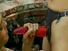 茶髪の, ディルド, レズビアン, おもちゃ