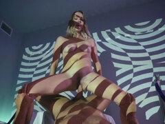 Blondine, Blasen, Hundestellung, Fingern, Hd, Natürlichen titten, Muschi, Titten