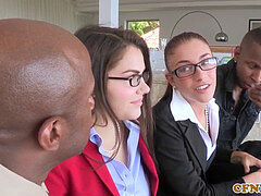 milf 4way celebrating end of shoot with man-meat