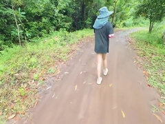 素人, アジア人, カワイイ, 女, 自家製, アウトドア, 公共, 一人