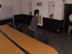 アジア人, イく瞬間, ハードコア, 淫乱熟女, オフィス, ラフ, ストッキング, ゴックンする