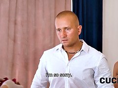 Jennifer Mendez's cuckold husband watches her get fucked and sniffed by random guys
