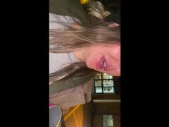 Amateur MILF gets down and dirty with a chicken in public