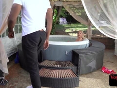 DAMSEL VOYEURS HD - Female Dom IR stunner converses filthy to her black wanker outdoor