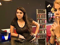 Lady pursuaded to flash natural boobies for some money