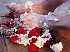 Strawberries & whipped cream on my feet