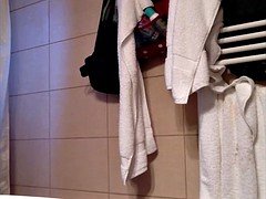素人, 毛深い, 淫乱熟女, シャワー, スパイ, のぞき