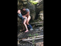 Pareja, Corrida, Polla, Estilo perrito, Flexible, Al aire libre, Público, Chupando