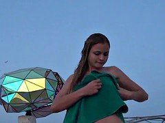 Plage, Blonde, Petite femme, Public, Russe, Adolescente