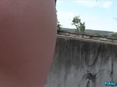 Brunette having outdoors sex in the bushes
