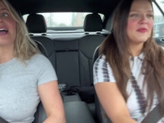 お尻, デカ尻, ブロンド, 茶髪の, 車, デブ, 公共, バイブレーター