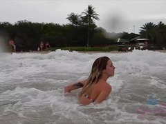 Playa, Bikini, Novia, Al aire libre, Pov, Público, Flaco, Tetas