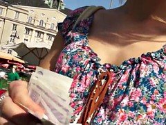 Public pickedup euro babe giving handjob