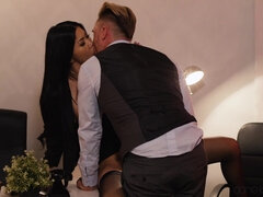 Asian hottie with fine tits gets eaten out and fucked welll