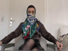 Zwart, Jurk, Leer, Masker, Masturbatie, Panty, Satijn, Speelgoed