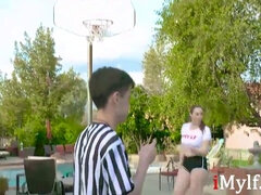 Fit MILFs can't resist playing ball with their big boobs bouncing!