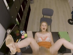 Blondine, Blasen, Milf, Geld, Büro