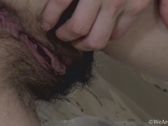 お尻, 茶髪の, 毛深い, 下着, 裸