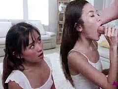 Asiático, Mamada, Morena, Japonés, Hermanas, Flaco, Trio