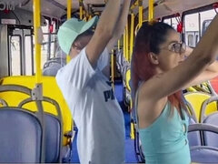 Bus, Attrapée, Peloter, Orgasme, Public, Réalité, Étudiant