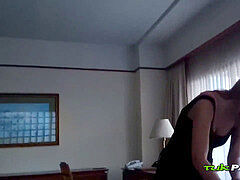 freaky Filipina hired by TOURIST to FINGER her cock-squeezing twat