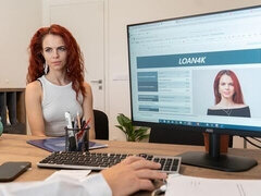 18 ans, Gros cul, Grosse bite, En levrette, Bureau, Rousse roux, Adolescente, Nénés