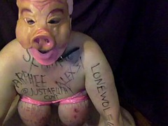 Humiliating slut takes on bad dragon on live cam