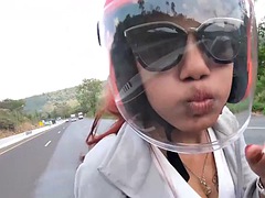 Amateur, Asiatique, Sucer une bite, Couple, De plein air, Public, Echangistes, Adolescente