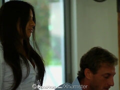 Sexy brunette Tasha Reign gets oiled up & pounded hard in a hot body massage