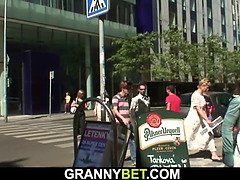 Freckles 70 yo granny giving titjob before cock riding