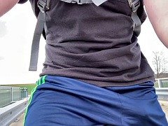 Playa, Verga grande, Gay, Enorme, Masturbación, Al aire libre, Público, Montar