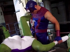 Diana DeVoe getting banged by a super hero in a parody