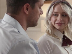 Schoolgirl garb is a huge trigger for her stepdaddy