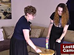 Gracie and Roxys Lesbian Strip Reacharound Game