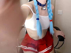 Enthousiasteling, Ladyboy, Masturbatie, Shemale, Alleen, Tiener, Tieten likken, Speelgoed