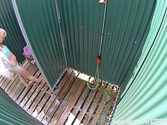 Incroyable, Blonde, Tchèque, Piscine, Douche, Voyeur