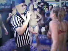 Jello party coed wrestle in voyeur party scene