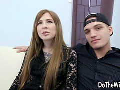 Jaclyn Jordan gets pounded hard and takes a hot load in front of her cuckold husband