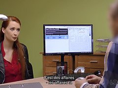 Entrevista, Checa, Sexo duro, Hd, Masturbación, Dinero, Oficina, Pelirrojo