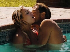 アナル, ブロンド, フェラチオ, バック, キス, プール, オッパイの, 濡れ