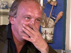 Pijpbeurt, Bruinharig, Man die toekijkt, Tsjechisch, Hardcore, Orgasme, Tieten likken, Vrouw