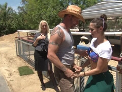 ブロンド, フェラチオ, 茶髪の, 娘, 顔射, ハードコア, 淫乱熟女