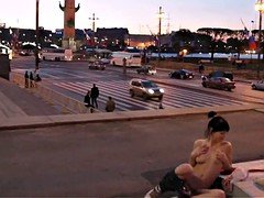 Naked masturbates in city center